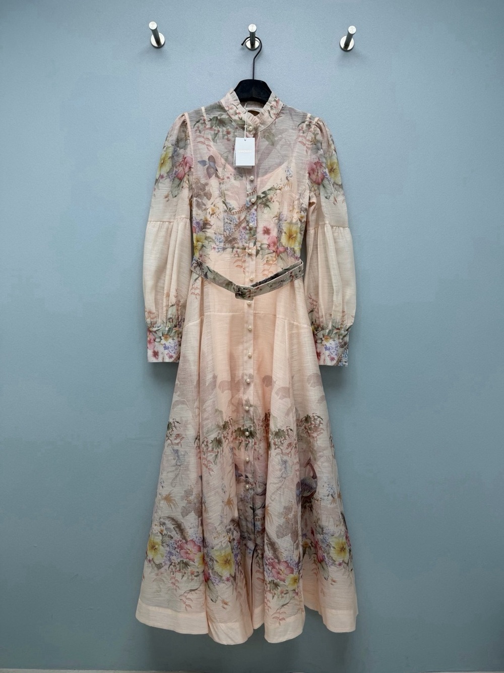 Zimmermann Blush Floral Long-Sleeve Maxi Dress